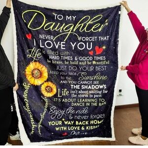 Sunflower "To My Daughter" Never Forget That I Love You Fleece Blanket From Mom